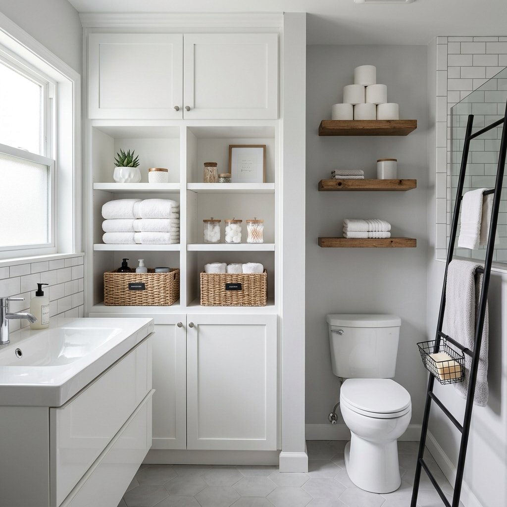 16 Bathroom Remodel Ideas That’ll Make Your Space Look Straight Out of a Luxury Spa 8 Use Vertical Storage Like a Genius