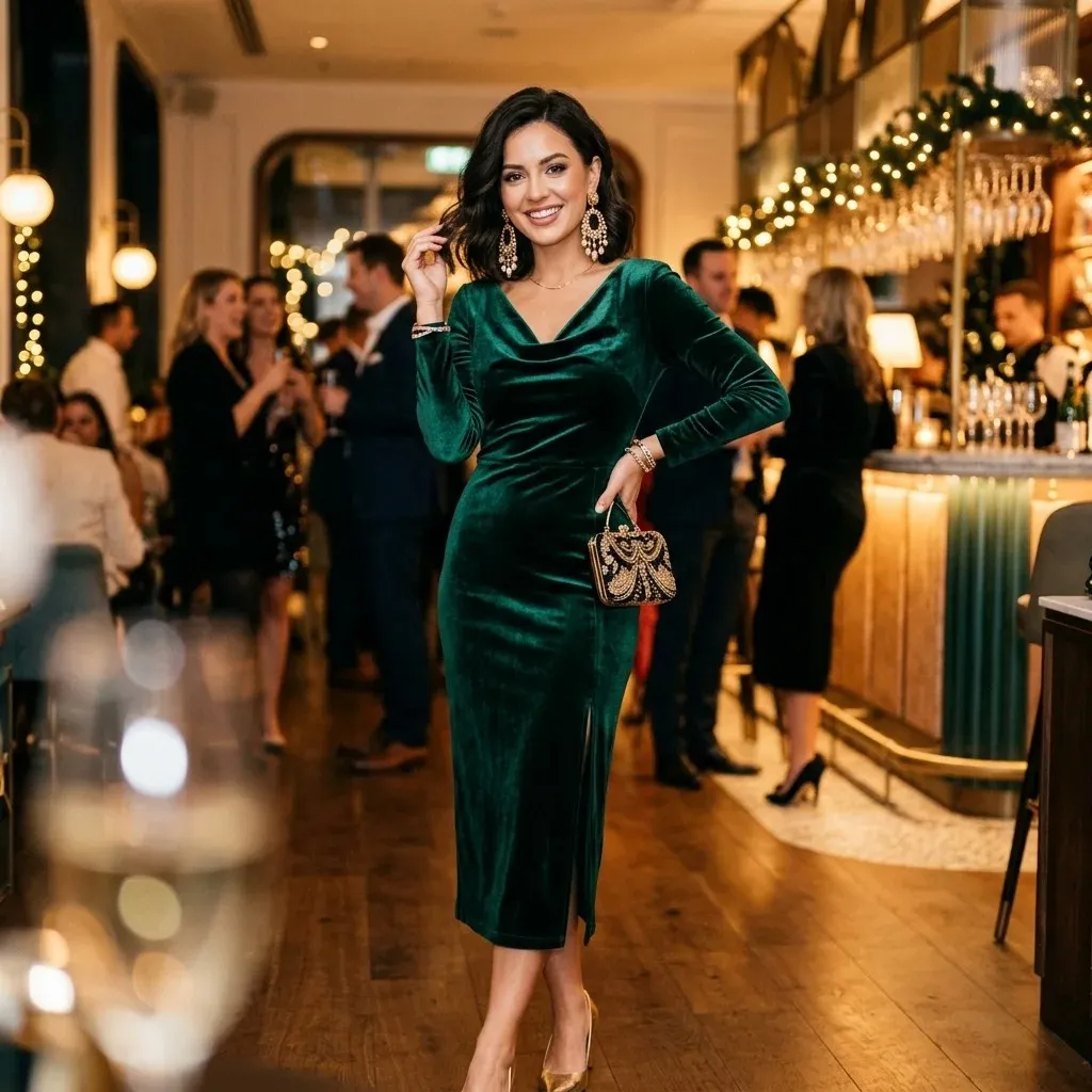 16 Party Outfit Ideas That Make You Look Instantly Cool Without Trying Too Hard 12 Velvet Dress Statement Earrings