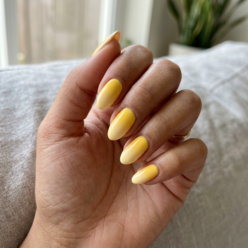 17 Yellow Summer Nails Ideas That Will Instantly Make Your Hands Look Expensive (Yes, Really) 6 Yellow Ombre Fade