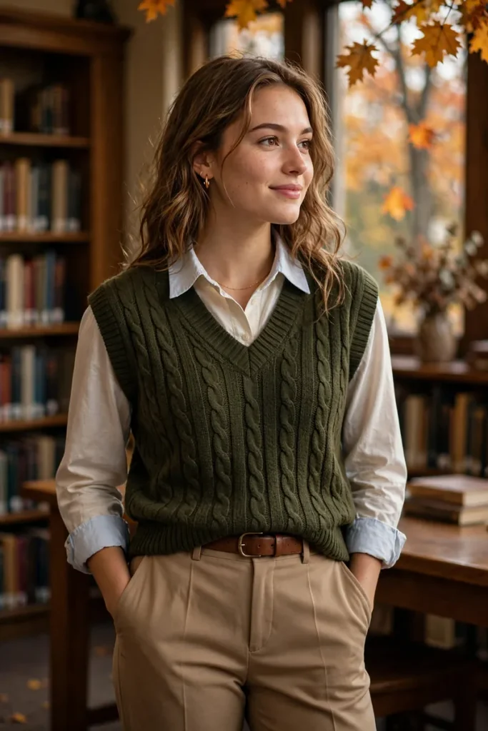 fall 08 sweater vest shirt trousers