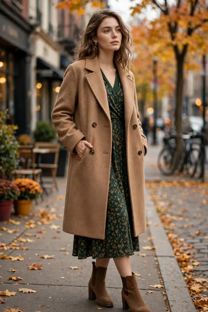fall 09 wool coat midi dress boots