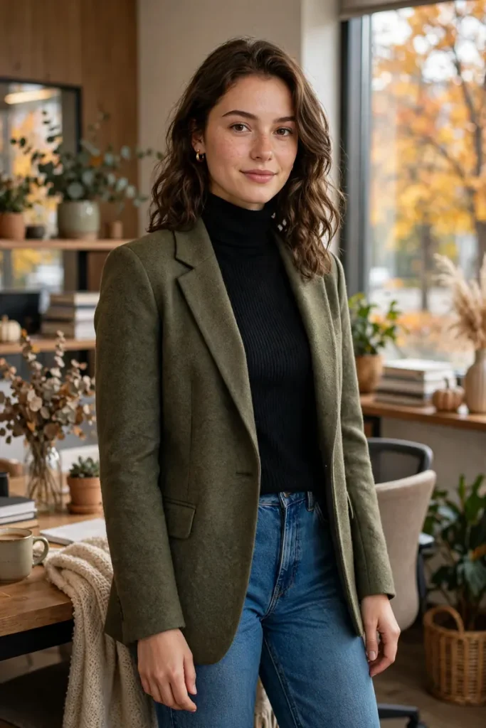 fall 12 blazer turtleneck jeans