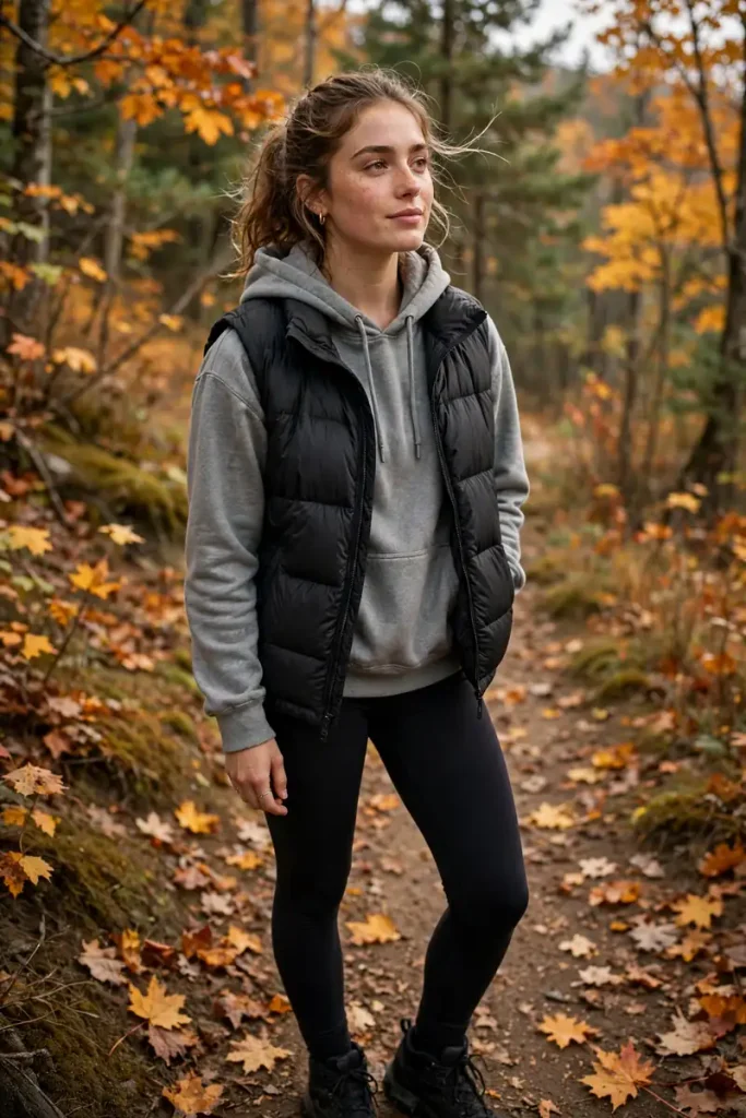 fall 13 puffer vest hoodie leggings