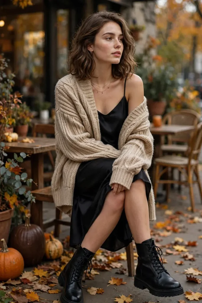 fall 14 slip dress sweater over boots