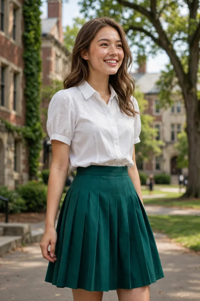 grad 06 white top colored skirt