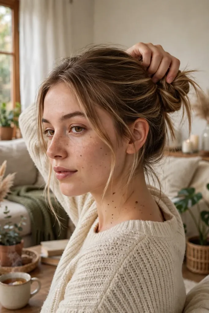 15 Lazy Hairstyle Ideas, Sorted by the Actual Excuse That Created Each One 3 lazy 02 one handed low bun