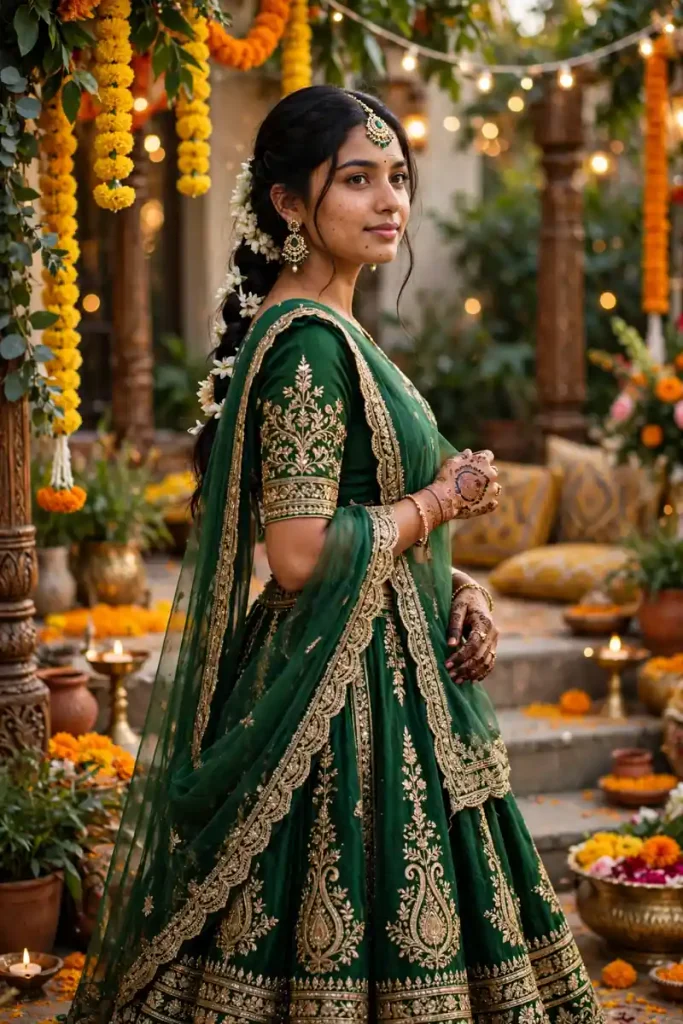 meh 01 classic green lehenga