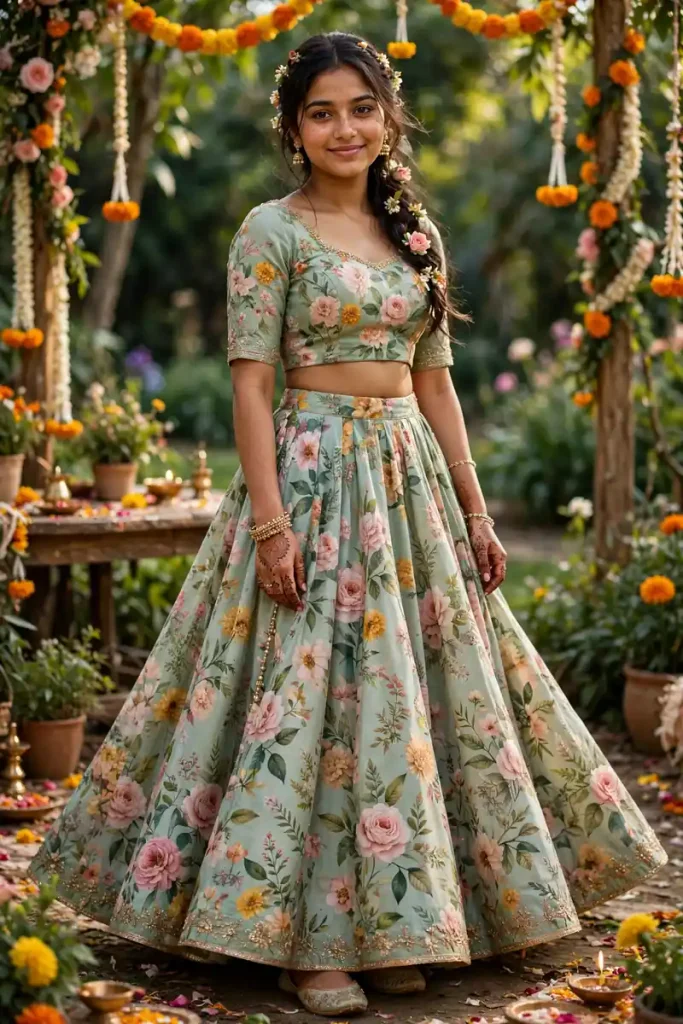 meh 09 floral printed lehenga