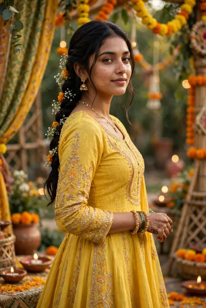 meh 13 yellow anarkali