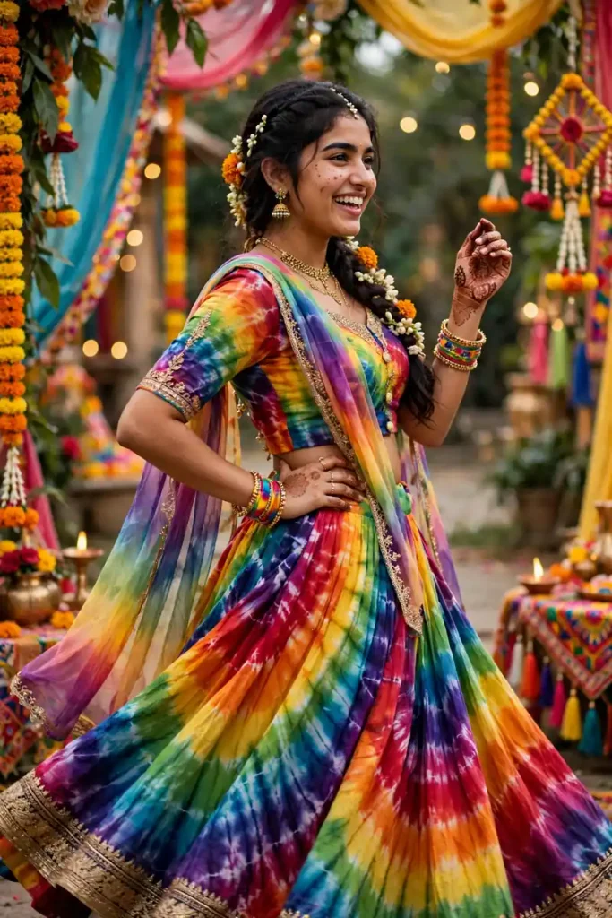 meh 18 rainbow tie dye lehenga