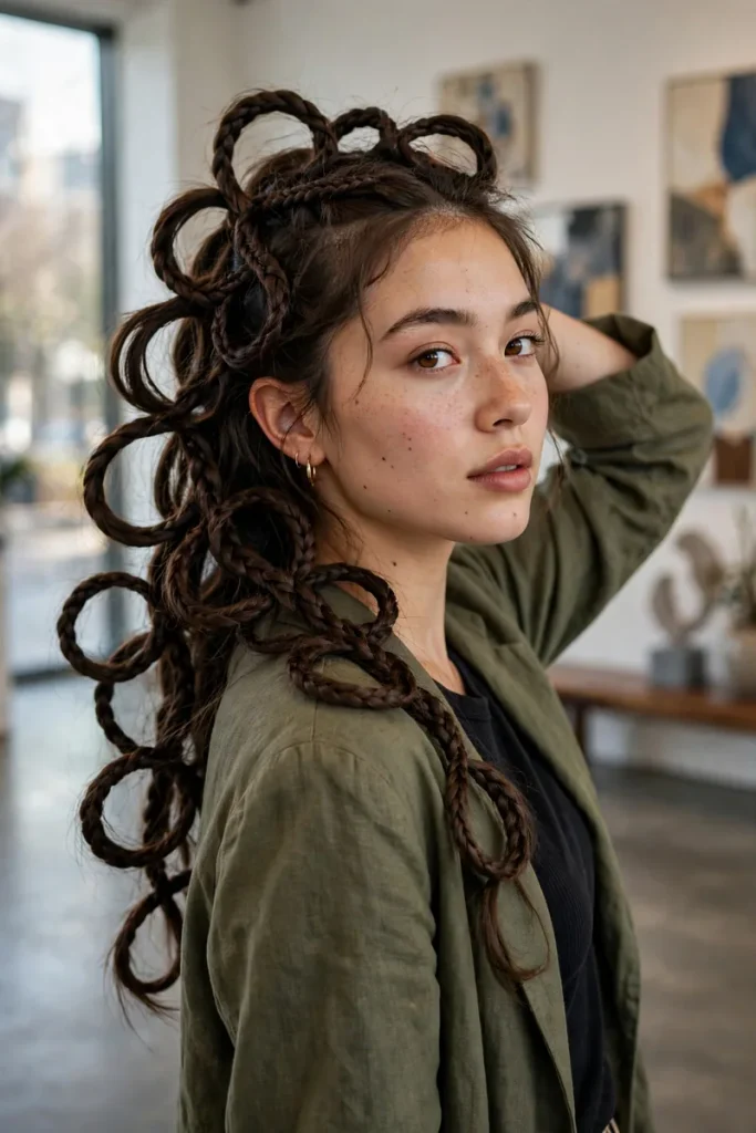 17 Unique Hairstyle Ideas, Sorted by the Surprise That Makes Them Stand Out 3 unique 02 braided loops