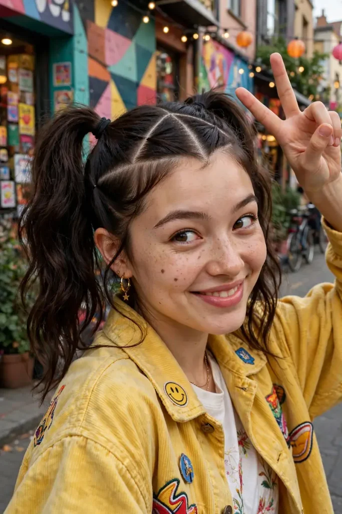 17 Unique Hairstyle Ideas, Sorted by the Surprise That Makes Them Stand Out 4 unique 03 triangle part ponytails
