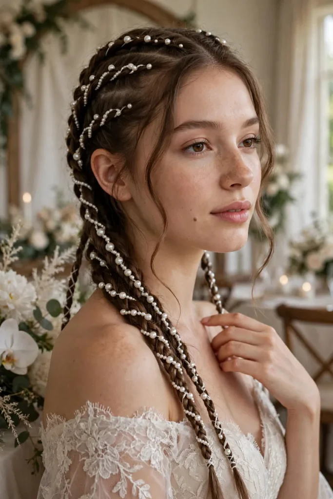 17 Unique Hairstyle Ideas, Sorted by the Surprise That Makes Them Stand Out 7 unique 06 pearl threaded braids