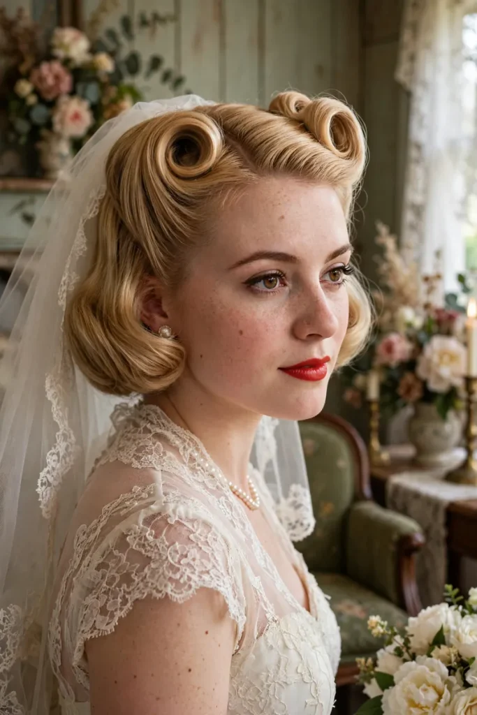 17 Wedding Hairstyles for Short Hair, Matched to Your Wedding Style 11 wedshort 10 victory roll bob