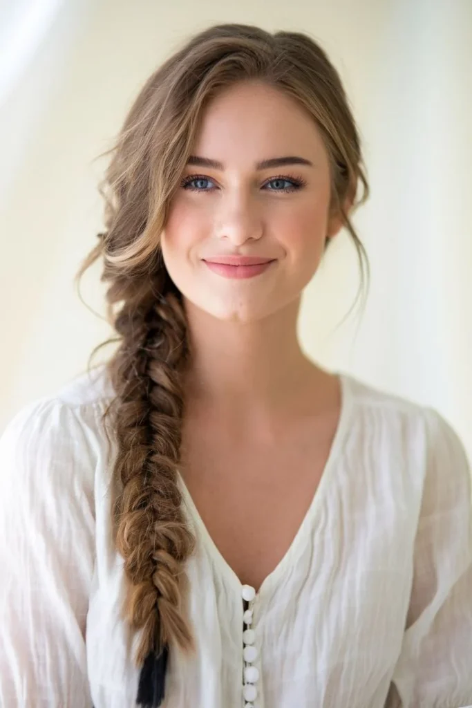 15 Cute Hairstyles for Medium Hair That Look Way Harder Than They Are 13 A Side Braid With Loose Texture