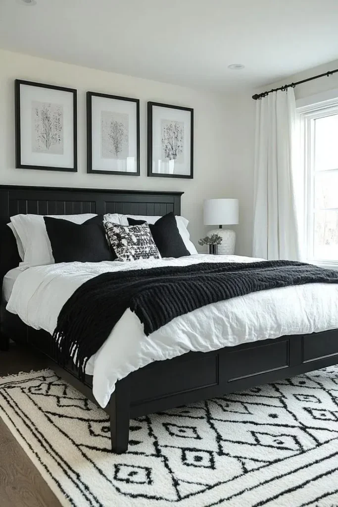 19 Guest Bedroom Ideas That Look Straight Out of a Luxury Hotel 12 Black and White Contrast Bedroom
