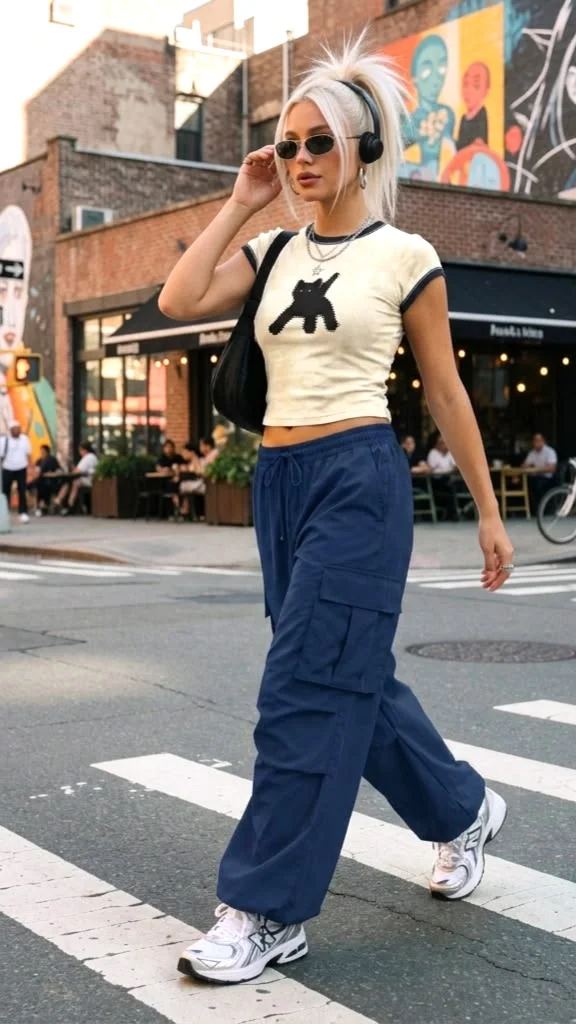 Your Everyday Style Refresh Starts With These 17 Korean Outfit Ideas 12 Cargo Pants With a Baby Tee