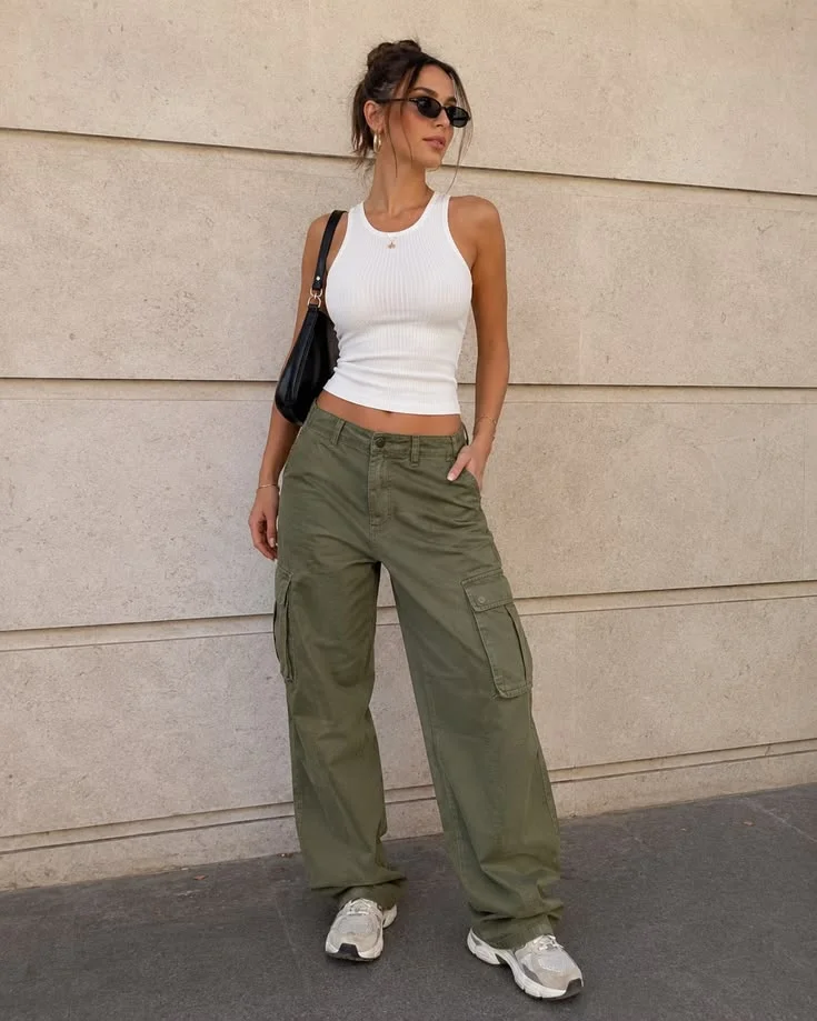 Feel-Good Fashion Starts Here: 15 Plus Size Outfit Ideas for Every Kind of Day 13 Cargo Pants With a Simple Tank