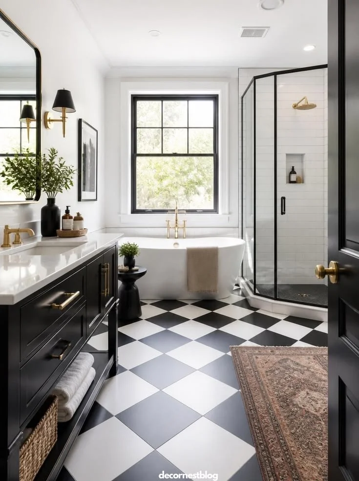 20 Trending Bathroom Ideas That Are Seriously Making Every Home Look Expensive in 2026 7 Checkerboard Floors