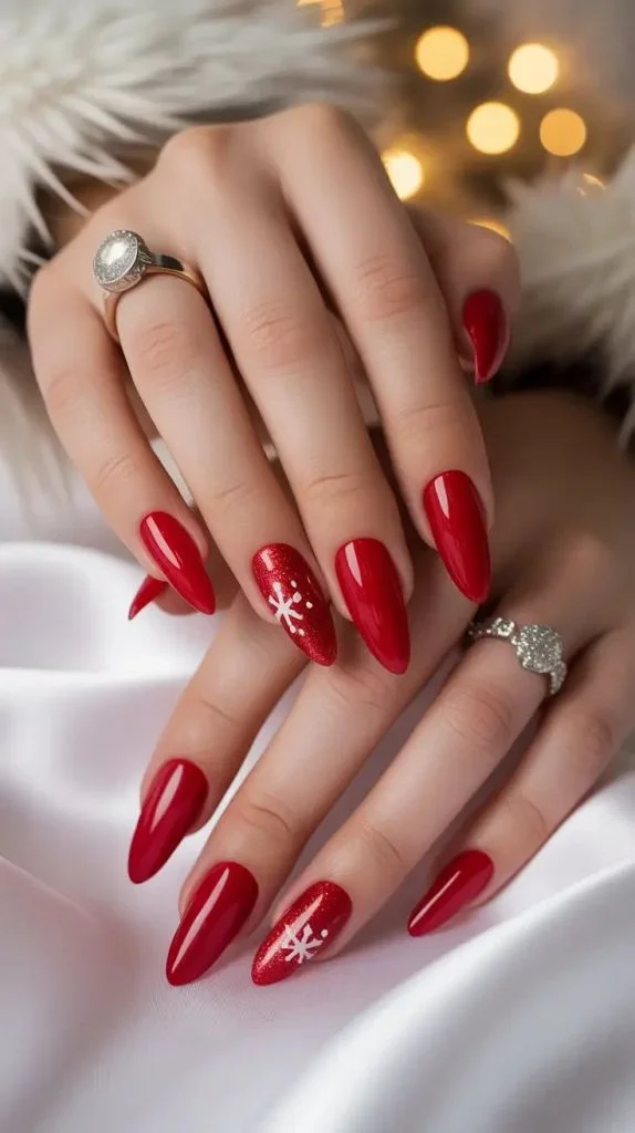 Holiday Nails Made Easy: 17 Simple Christmas Nails That Still Feel Special 2 Classic Glossy Red Christmas Nails 1