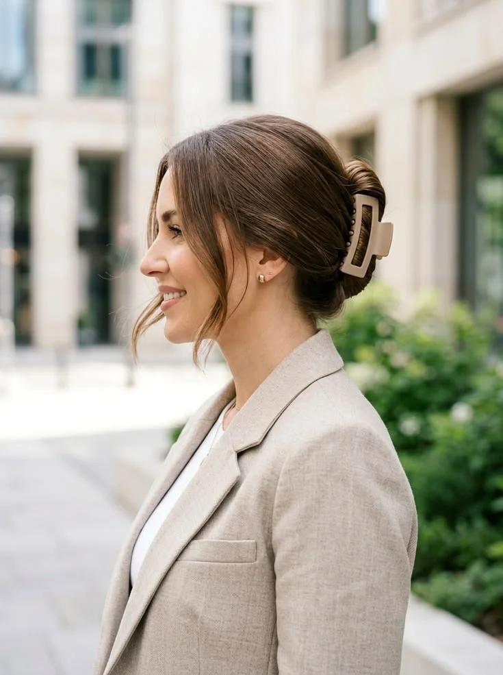 15 Cute Hairstyles for Medium Hair That Look Way Harder Than They Are 3 Claw Clip Twist