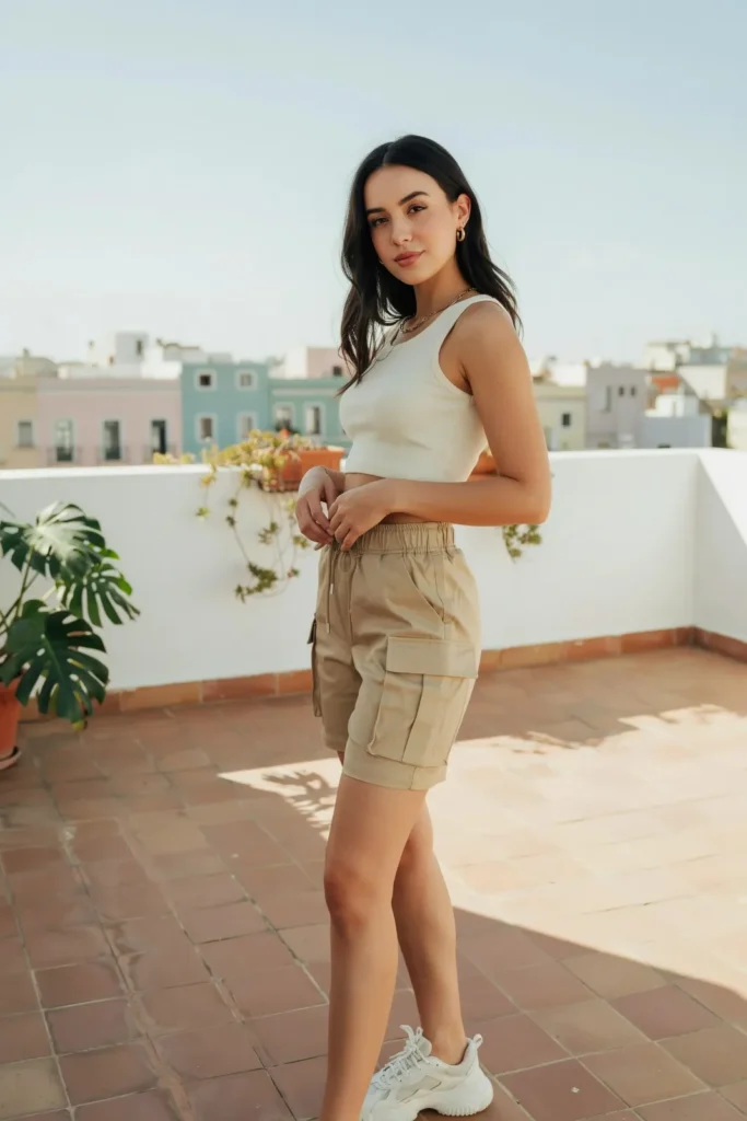 18 Shorts Outfit Ideas That Look Effortlessly Cool, Not Like You Just Gave Up 9 Crop Top Cargo Shorts
