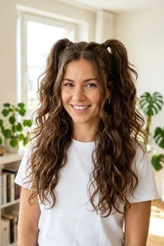 19 Cute Hairstyles for Curly Hair That'll Make You Fall in Love With Your Curls All Over Again 17 Curly Pigtails