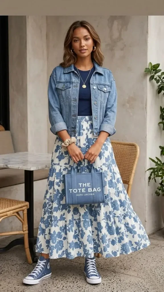 Feel-Good Fashion Starts Here: 15 Plus Size Outfit Ideas for Every Kind of Day 7 Denim Jacket With a Maxi Skirt