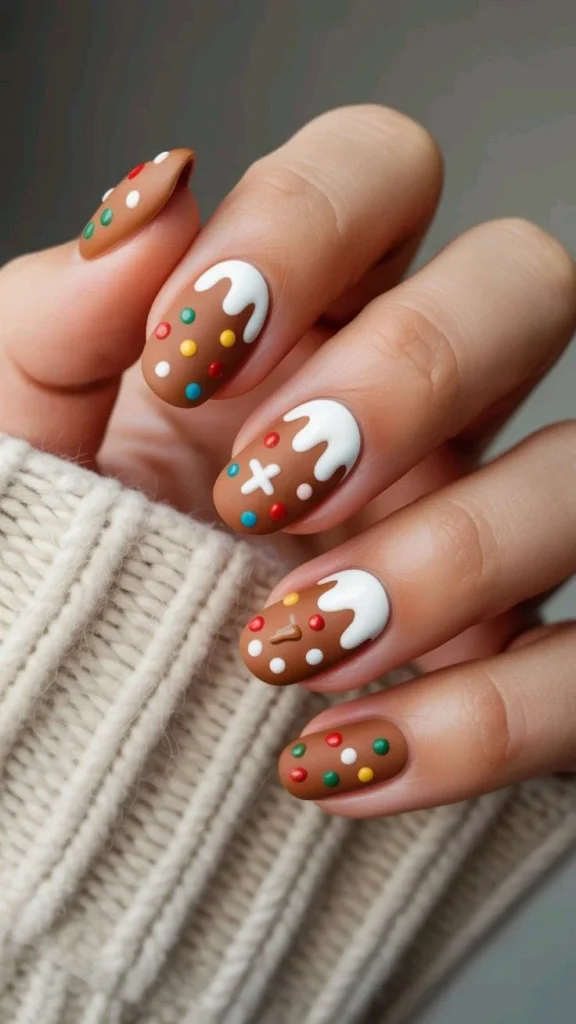 Make Your Holiday Mani Feel Magical With These 15 Christmas Nail Ideas 9 Gingerbread Man Nail Art