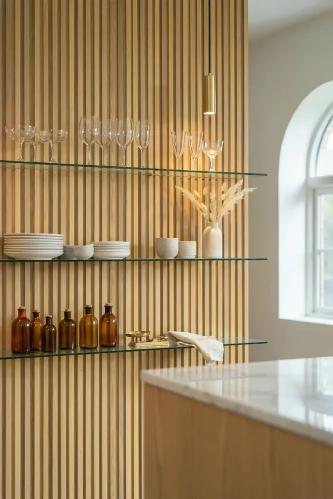 18 Kitchen Shelving Ideas That Make Your Space Look Straight Out of Pinterest 6 Glass Shelves for a Luxe Look
