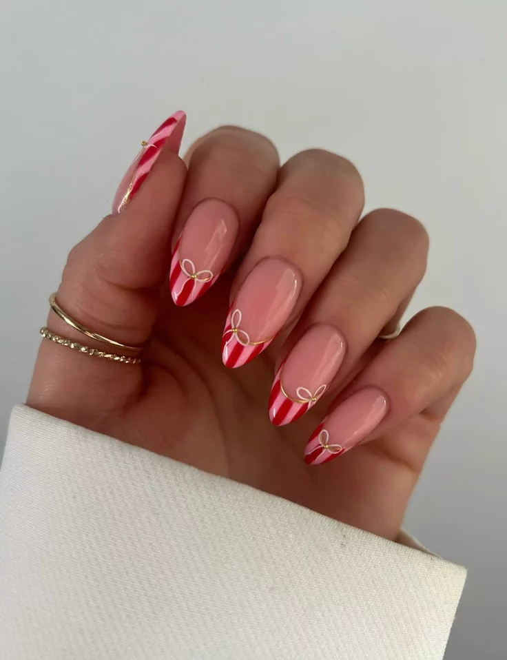 20 Pink Christmas Nail Ideas That Are Way More Fun Than Red & Green (Trust Me) 10 Glossy Pink Red Bows