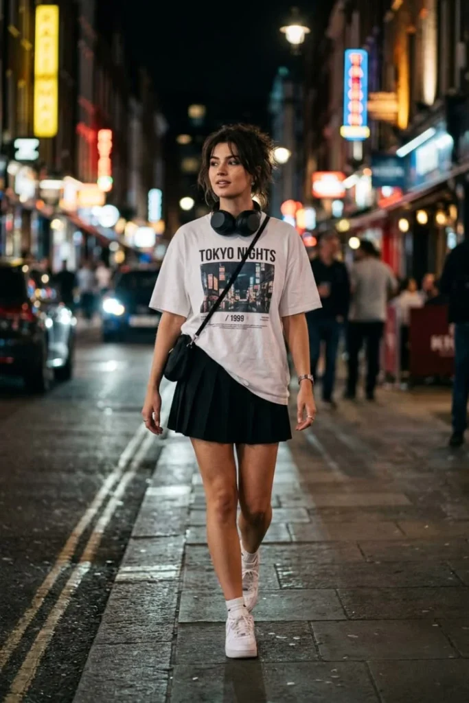 Feel-Good Fashion Starts Here: 15 Plus Size Outfit Ideas for Every Kind of Day 9 Graphic T Shirt With a Pleated Skirt