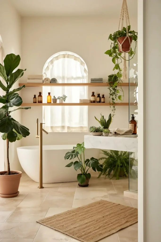 17 Green Bathroom Ideas That Are Giving “Luxury Spa Meets Pinterest Queen” Energy 17 Green Bathroom Plants Everywhere