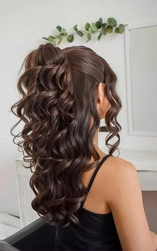 19 Cute Hairstyles for Curly Hair That'll Make You Fall in Love With Your Curls All Over Again 3 Half Up Half Down Curly Crown