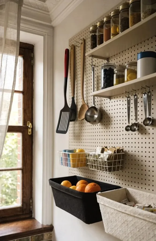 19 Small Kitchen Ideas That Make Tiny Spaces Look Straight Out of a Designer Pinterest Board 4 Install a Pegboard Wall