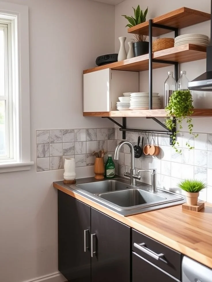 19 Small Kitchen Ideas That Make Tiny Spaces Look Straight Out of a Designer Pinterest Board 20 Keep Countertops Mostly Clear