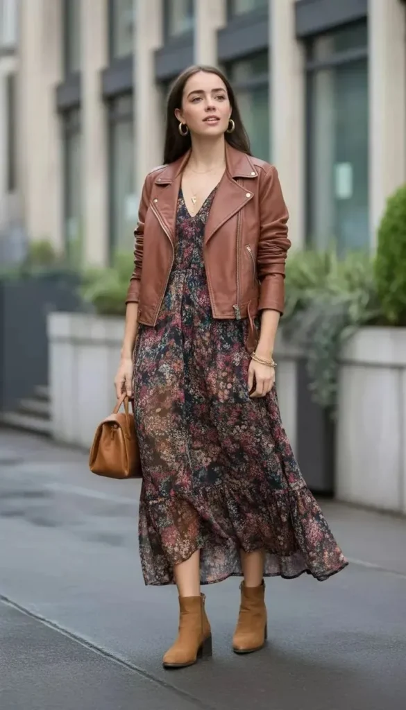 Feel-Good Fashion Starts Here: 15 Plus Size Outfit Ideas for Every Kind of Day 15 Leather Jacket With a Soft Dress