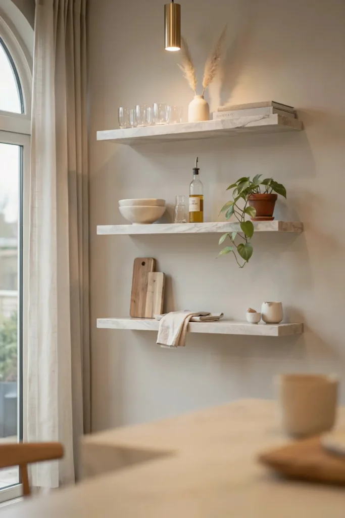 18 Kitchen Shelving Ideas That Make Your Space Look Straight Out of Pinterest 14 Marble Shelves for Luxury Vibes