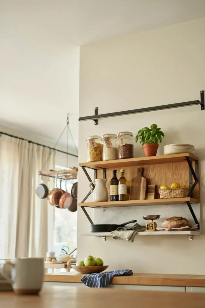 18 Kitchen Shelving Ideas That Make Your Space Look Straight Out of Pinterest 11 Mixed Material Shelves