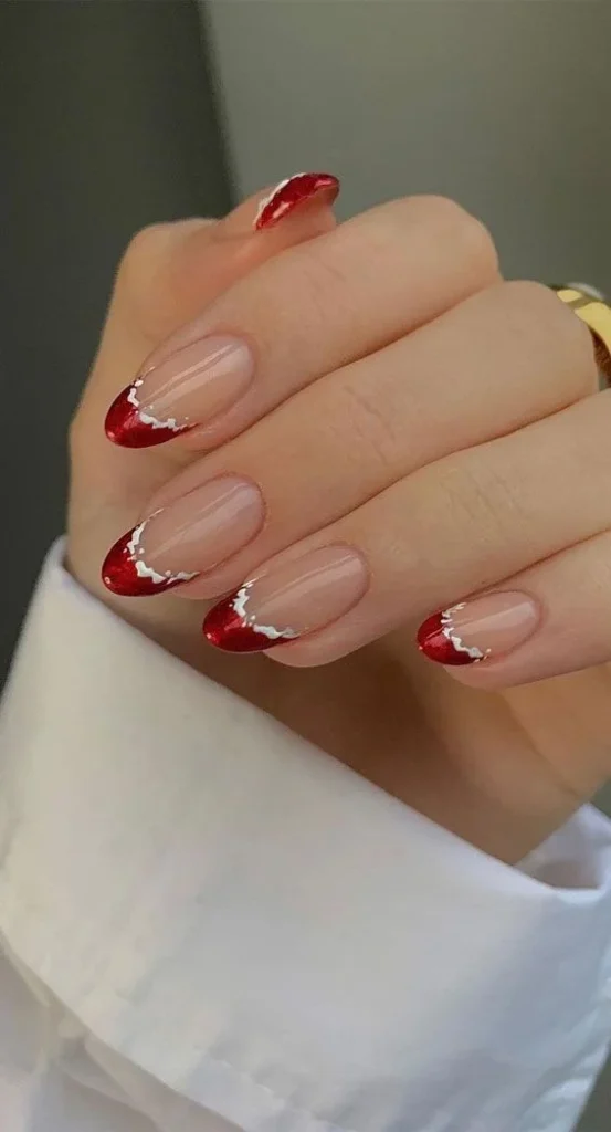 Make Your Holiday Mani Feel Magical With These 15 Christmas Nail Ideas 8 Red French Tip Christmas Nails