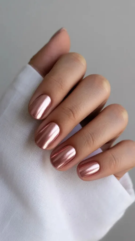 18 Pink Chrome Nail Ideas That Are So Good, You’ll Stare At Your Hands All Day 10 Rose Gold Chrome Sparkle