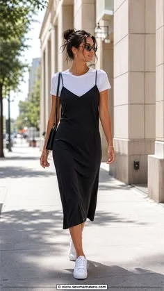 Your Everyday Style Refresh Starts With These 17 Korean Outfit Ideas 5 Slip Dress Over a Basic T Shirt
