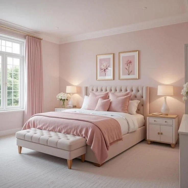 19 Guest Bedroom Ideas That Look Straight Out of a Luxury Hotel 13 Soft Pink Guest Bedroom