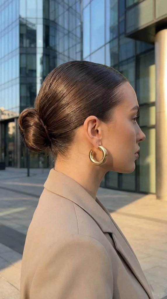 16 Cute Hairstyles for School That Look Adorable Even at 7 A.M. 7 The Sleek Middle Part Low Bun