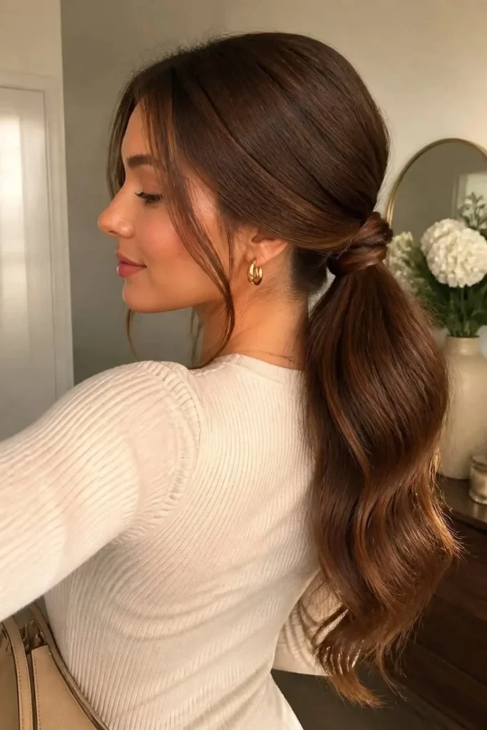 15 Cute Hairstyles for Medium Hair That Look Way Harder Than They Are 15 The Twisted Low Ponytail