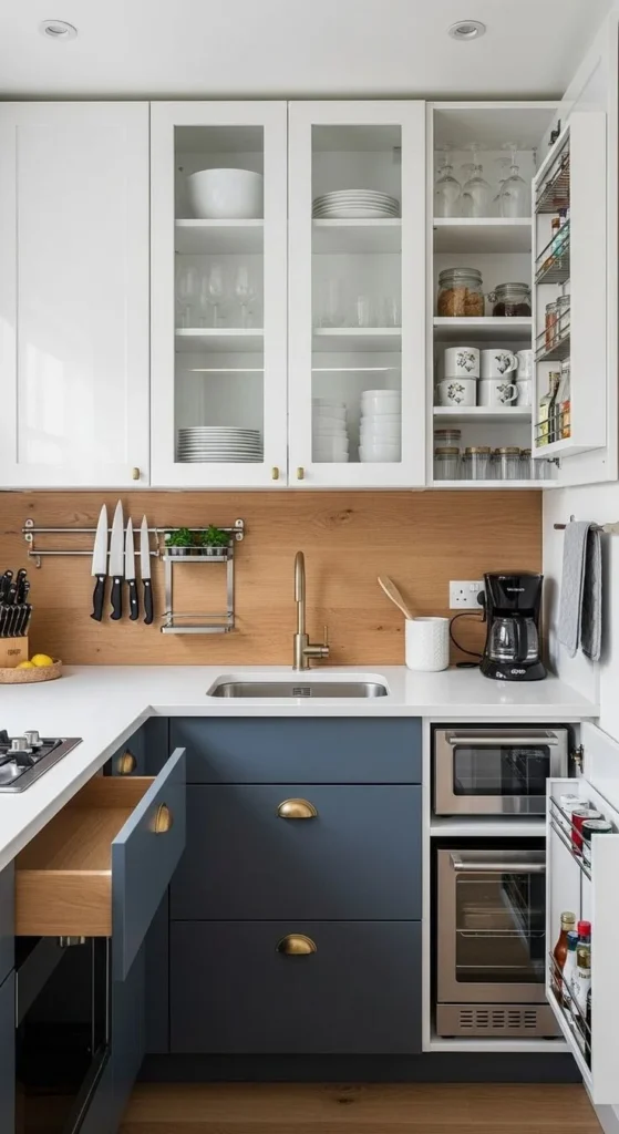 19 Small Kitchen Ideas That Make Tiny Spaces Look Straight Out of a Designer Pinterest Board 16 Try Two Tone Cabinets