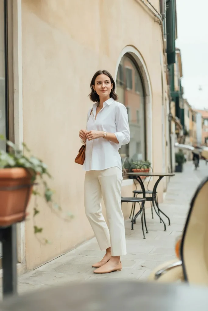 18 Outfit Ideas for Women That Make Getting Dressed Way More Fun 16 White Button Down Trousers
