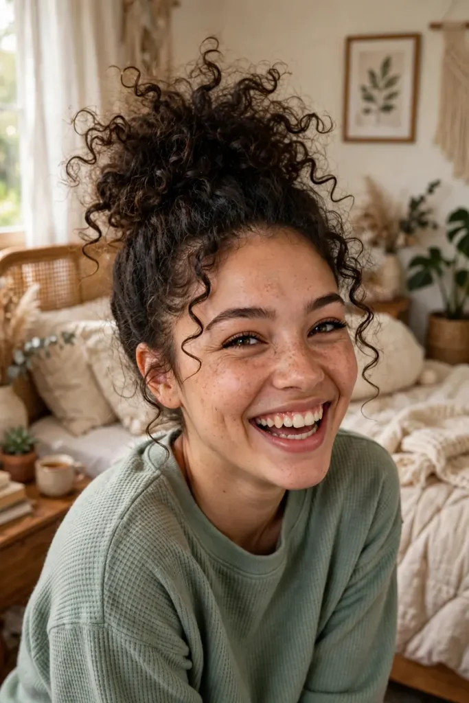 19 Cute Hairstyles for Curly Hair: Love Letters I Never Sent (Until Now) 3 curlyhair 02 pineapple updo