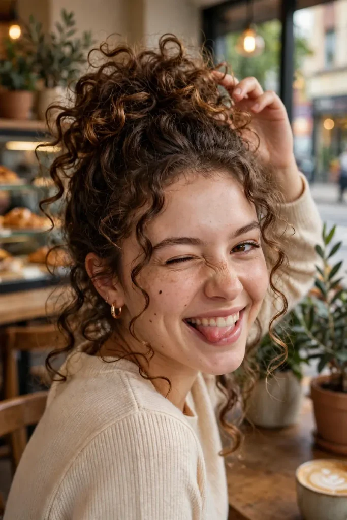 19 Cute Hairstyles for Curly Hair: Love Letters I Never Sent (Until Now) 8 curlyhair 07 half up pineapple