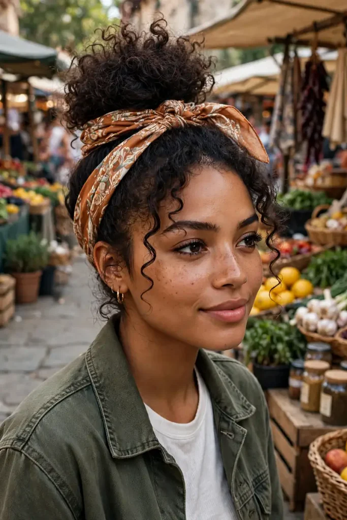 19 Cute Hairstyles for Curly Hair: Love Letters I Never Sent (Until Now) 19 curlyhair 18 pineapple with scarf